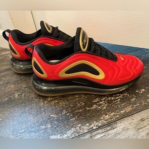 Nike Air Max 720 Red Gold Black Athletic Shoes Women's Size 8.5